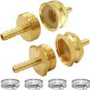 Joywayus Brass 1/4" Barb x 3/4GHT Thread Swivel Knurling and Hex Garden Water Hose Pipe Repair Connector Fitting with Stainless Clamp (4PCS)