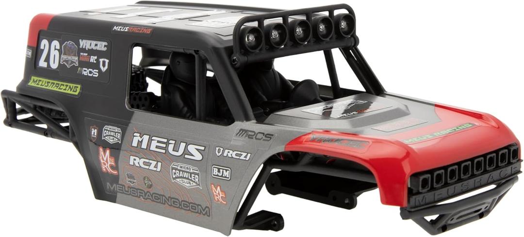 MEUS Racing MB18 TRX4M Body & Chassis Kit for Traxxas TRX4M Defender Bronco K10 F150 High Trail 1/18 RC Crawler Upgrades Parts (Red&Black)