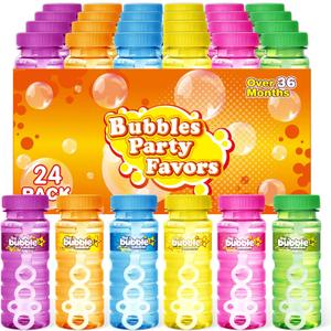 OCHIDO 24 Pcs Bubble Bottles with Wand, Bubbles for Kids Summer Outdoor & Indoor Activity, Bubbles Party Favors for Birthday Party Supplies, Summer Toys Gift, 4oz Bubbles Solution in 6 Colors