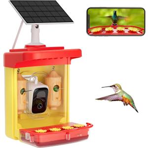 Bilantan Smart Hummingbird Feeder with Camera Solar Powered, Only 2.4G WiFi Compatible, Lifetime Free Al Bird Identification, Easy Cleaning Hummingbird Camera Feeder, Ultimate Gift for Christmas