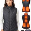 Women's Heated Vest with 16000mAh 7.4V Battery,9 Heating Zones, 4-in-1 Intelligent Switch with Light-Off