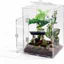 Large Jumping Spider Enclosure, Acrylic Ventilated Terrarium with Magnetic Front and Top Doors, 8.5x8.5x12 Inch, Transparent, Lockable (Large Size)