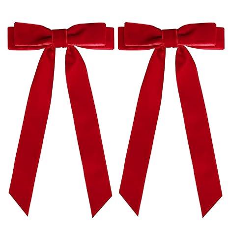 2PCS Velvet Hair Bows Ribbon Hair Clips, Fall Alligator Hair Pins, Ponytail Holder Accessories Sides Metal Hair Bow Barrettes Hair Accessories for Women Girls Kids 