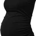 BHOME Maternity Tank Tops for Women Ruched Sleeveless Basic Tops Layering Maternity Shirt Vest Pregnancy Tee (Medium, Black)