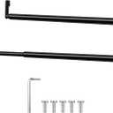 Threehoney Expandable Closet Rod for Wire Shelf Hanging Clothes Adjustable Heavy Duty Closet Hanging Rod Extender Heavy Duty Hanger Bar Metal Poles for Wardrobes Hanger, 1 Pack(24-41 Inch,Black)