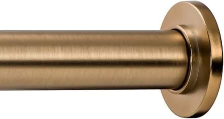 Ivilon Tension Curtain Rod - Spring Tension Rod for Windows or Shower, 36 to 54 Inch. Warm Gold