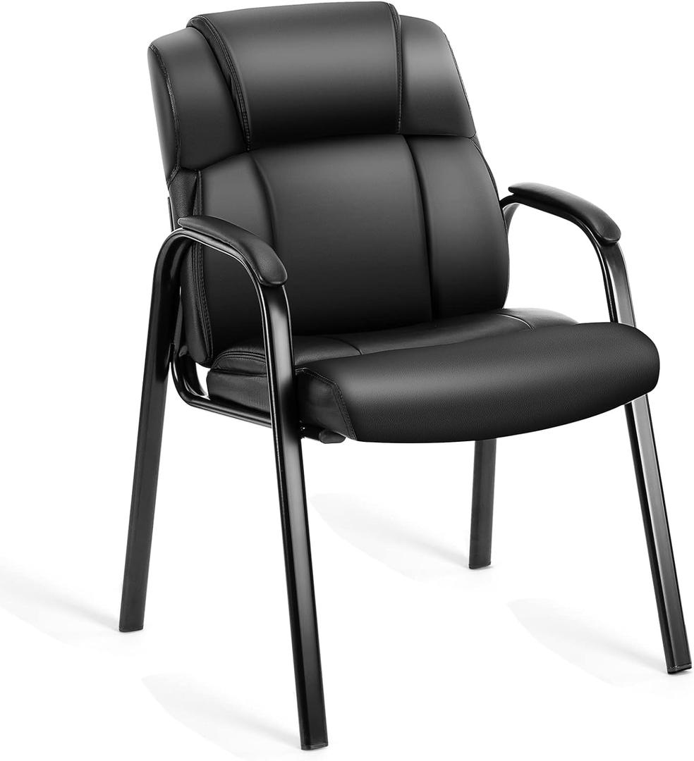 OLIXIS Waiting Room Chairs, Leather Office Desk Reception Guest Stationary Side Chair with Padded Arms for Home Conference Lobby Area Meeting Church Medical Clinic Elderly Student