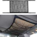 35.4"25.6" Car Ceiling Cargo Net - Adjustable Buckle Car Roof Mesh Storage Organizer- Double Layer Roof Cargo Pocket Auto Roof Cargo Storage Net for Car SUV Camping Road Trip Essentials (35.4"25.6")