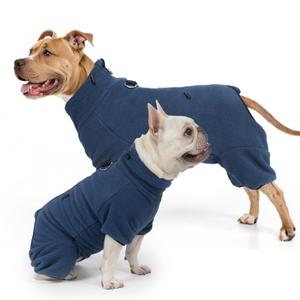 SCENEREAL Fleece Dog Winter Coat with Harness Built in, Soft Pajamas Warm Dog Sweater, Cold Weather Pet Jacket Jumpsuit Apparel Outfit for Small Dogs Walking Hiking Sleep, Navy S