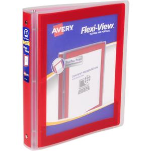 Avery Flexi-View 3 Ring Binder, 1 Inch Round Rings, 1 Red Binder (17606)
