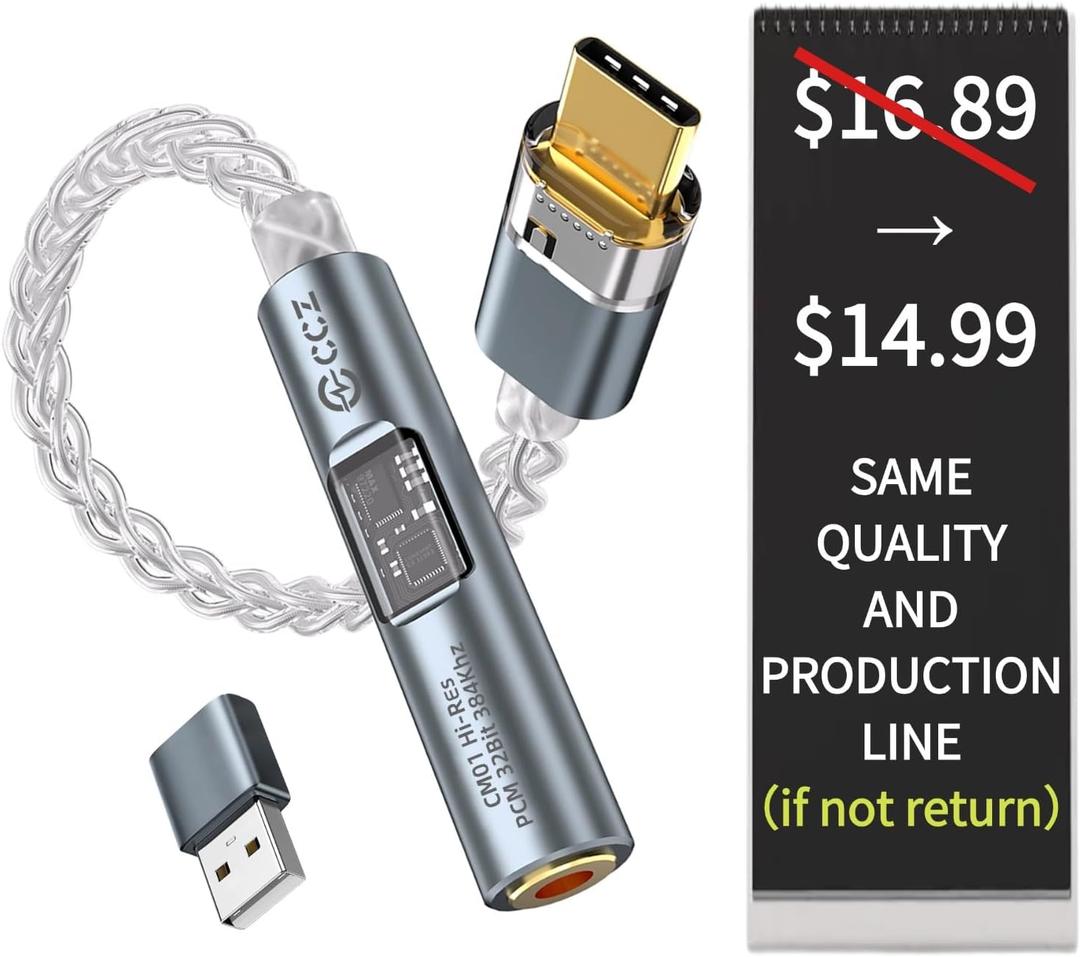 2026 Latest USB C DAC Audio Adapter with Headphone Amplifier, USB C to 3.5mm Audio Adapter for Wired Headphones, Hi-Res Type C DAC Compatible with iPhone 15, Android, Laptop & Tablet (Silver)