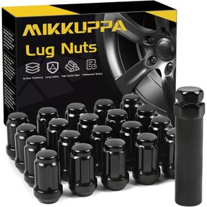 MIKKUPPA M12x1.5 Lug Nuts - Replacement for 1994-2013 Chevy Impala, 1998-2022 Honda Accord/CRV/Civic, 2003-2008 Honda Pilot Aftermarket Wheel - 20pcs Closed End Spline Lug Nuts (Black)