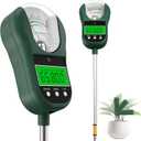 7-in-1 Soil Test Kit, Soil Moisture Meter/pH Meter/Light Intensity/Fertility/Air & Soil Hygrometer Temperature with Large Dual Display for Garden,Lawn, Farm, Indoor Outdoor Plants-OliveGreen
