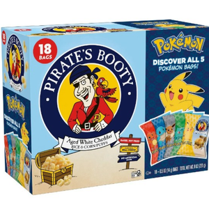 Pack of 3, Pirate's Booty Aged Chips White Cheddar Puffs Snack Multipack Pokemon - 9oz/18ct, BBD 01/26/26