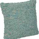 Creative Co-Op, Blue Woven Cotton Blend Boucl Pillow, Cream, Square