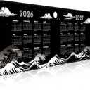 2026 2027 Calendar Desk Pad Mat with Stitched Edges and Non-Slip Rubber Base, Premium-Textured Mouse Pad for Laptop, Computer & PC, Gaming & Working, Waterproof Mousepad (Black)