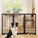 32" Extra Tall Freestanding Dog Gate, Foldable Pet Gate for Doorways Stairs Hallways, 3-Panel Dog Fence with Support Feet for Stability, Folding Puppy Gate Easy to Carry No Drilling 54"x32"