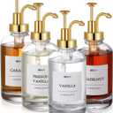 Coffee Bar Accessories, Coffee Syrup Dispenser - 4pack,16.9oz Syrup Dispenser with Labels, Syrup Pump Dispenser for Coffee Bar(Gold Pump)