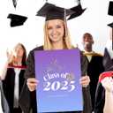 Graduation Guest Book 2025 Purple, Large Graduation Card, Jumbo Class of 2025 Party Congrats Grad Card with Envelope, Oversize 19.7 x 12.6 inch Giant Grad Guest Book for High School College Party Decorations