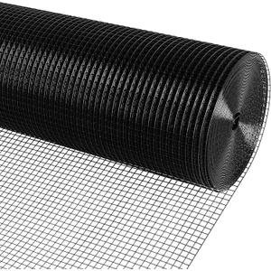 Black PVC Vinyl Coated Wire Mesh Hardware Cloth 1/2 in 48x50 19 Gauge, Welded Wire Fencing Chicken Wire Mesh Roll Cage Wire Netting