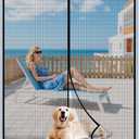Upgraded PET Mesh Magnetic Screen Door Stronger Than Fiberglass and Polyester,Hands Free,Keep Bugs Out,Pet & Kid Friendly,Suitable for Sliding Doors,Patio and French Doors-72" X 80" (Fit Door Size 7280 Inch, Black)
