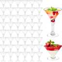 50 Pack Plastic Martini Glasses, 5 Oz Disposable Cocktail Glasses, Unbreakable Tall Stemed Wine Glasses for Party Wine, Champagne, Margarita