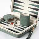 Backgammon Sets for Adults and Kids, Classic Backgammon Board with Unique Checkers Dice, Folding Faux Leather Backgammon Case, Portable Travel Backgammon Game Set (Green)