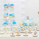 16 Pcs Wooden Baby Shower Table Centerpiece Blue Bear Tabletop Detachable Sign It's A Boy Gender Reveal Table Toppers Display Decoration Bear Birthday Photo Props Party Favor Supplies