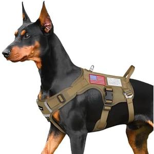FAYOGOO Tactical Dog Harness for Large Dogs - Mesh Breathable Dog Harness Escape Proof with Handle - No Pull Military Service Dog Vest with Removable Patches for Walking,Training,Hiking L