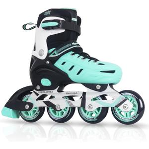 MammyGol Adults Adjustable Inline Skates, Safe and Durable Roller Skates with Giant Wheels, High Performance Professional Skates for Men Women Youth (X-Large - Adult (6-8 Men/7-9 Women), Teal)