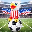 Leyndo 4.9FT 2026 Soccer Inflatables Outdoor Decorations Soccer Themed Decor Lighted Blow Up Eagle Inflatables Patriotic 4th of July Outdoor Decoration for Yard Garden Lawn