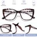 Reading Glasses for Women, 3 pack Fashion Oversized Blue Light Readers for Women, Spring Hinge Cat Eye Glasses Anti Eyestrain (A1 Black Tortoiseshell Purple, 2.25)