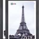 VCK 12x18 Poster Frame - 2 pack, Solid Wood Picture Frames with Polished Plexiglass, Wall Hanging (black)