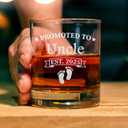 Promoted To Uncle Est 2025 Whiskey Glass 11oz Old Fashioned Bourbon Rocks Glass Pregnancy Announcement Gift for Brother, Future Uncle Gift, Baby Reveal Idea