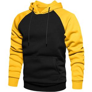 TOLOER Pullover Hoodie Men Blend Fleece Long Sleeve Sweatshirt with Kangaroo Pockets (XX-Large, Black Yellow)