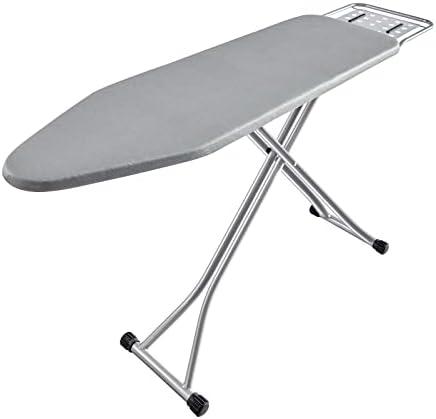 BKTD Ironing Board, Heat Resistant Cover Iron Board with Steam Rest, Non-Slip Foldable Ironing Stand. Heavy Sturdy Metal Frame Legs Iron Stand(13 * 34 * 53 Inches) (Silver Gray)