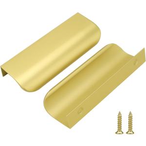 Goldenwarm 10 Pack Kitchen Cabinet Handles 3 Inch Gold Finger Pulls for Cabinets Matte Gold Edge Pulls for Dresser Drawers Modern Kitchen Hardware, Aluminum Alloy (Hole Center:76mm(3in))