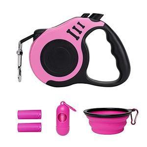 LIEVUIKEN Retractable Dog Leash Automatic Telescopic Tractor Dog Tape, Pet Tape 16 FT Durable and Convenient, with Folding Bowl, Dispenser, Rubbish Bags, Suitable for Small and Medium Dogs