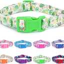 LASOCUHOO Dog Collar - Breathable Adjustable Pet Collar with Floral Prints for Small Medium Large Dogs, Soft Comfortable Fabric, 5 Sizes (XS-XL), Easy-Slide Buckle, Machine Washable (XS ( Width: 3/5", Length: 8"-11.5" ), Green)
