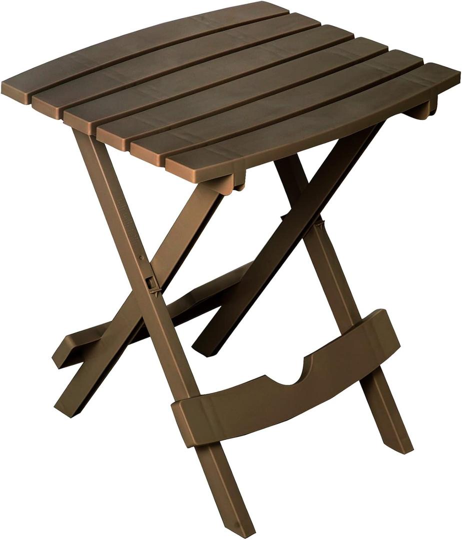 Adams Quik Fold Patio Side Table, Resin, Earth Brown