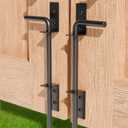 12" Heavy Duty Cane Bolt Gate Drop Rod Extra Thick Hardware Ground Latch for Wood PVC Vinyl Metal Fences Gates, Double Doors, Black Solid Steel-2 Pack