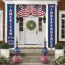4th of July Decorations Outdoor, Patriotic Porch Banners for Independence Day, 250th Anniversary 1776-2026 Hanging Signs, American Independence Front Door Decor, USA Birthday Decorations Indoor Outdoor, 2 Pack