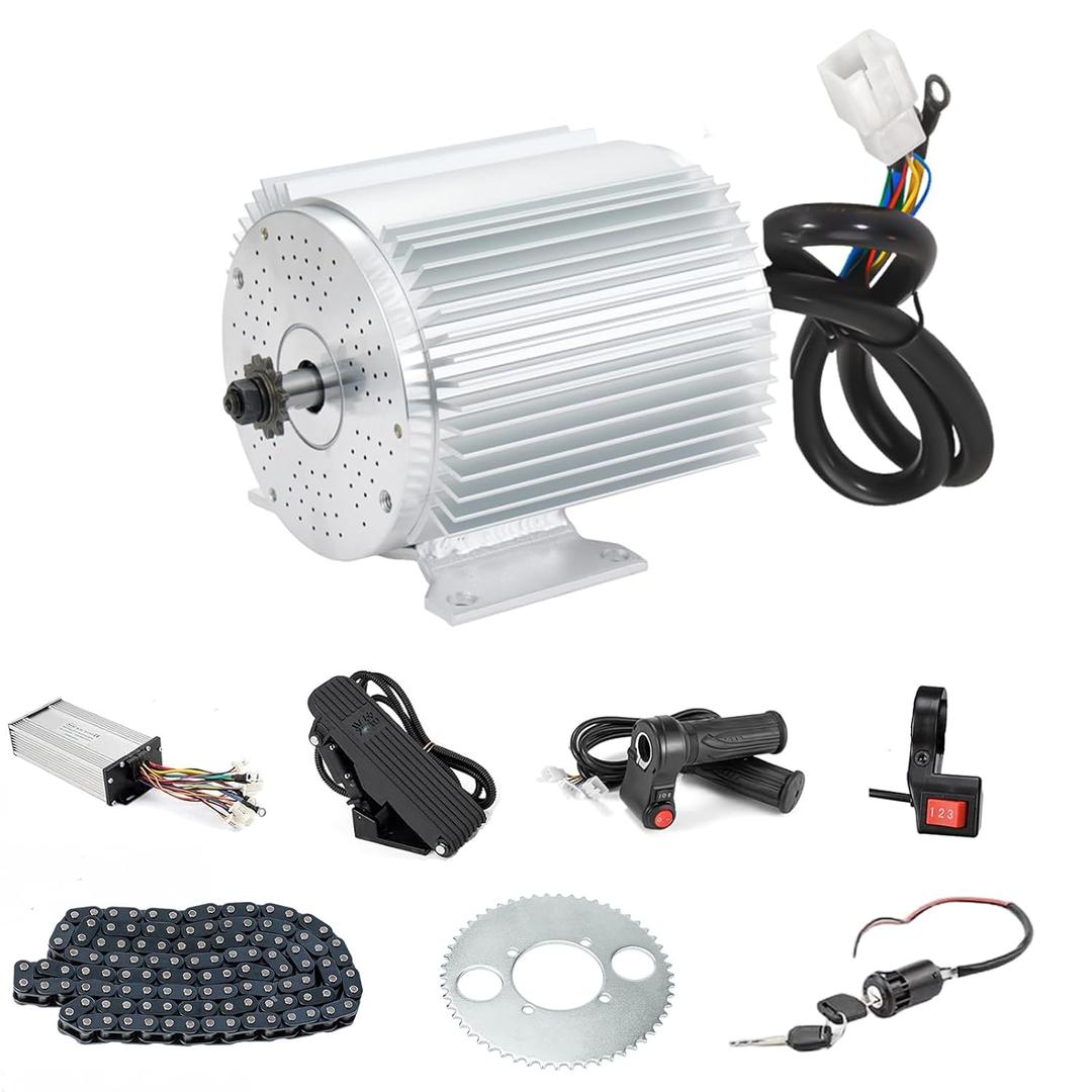 48V Go Kart Motor Assembly 1000W Electric Brushless DC Motor System 3500RPM with 30A BLDC Control Unit Handlebar Twist Grip Control (48V1000W Set with Mounting Bracket)