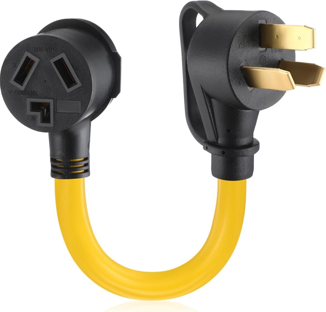 Kanayu 50Amp to 30Amp Dryer Adapter Cord Compatible with NEMA 10-50P Male to 10-30R Female 1.5FT 3 Prong Dryer Plug Adapter for Old Style Dryer/Range to Dryer STW 10 AWG, 240V (Yellow)