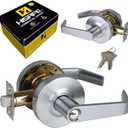Heavy Duty Commercial Storeroom Door Lever, Grade 2 ADA Door Handle, Satin Chrome Finished, UL 3 Hour Fire Rated Ergonomic Lever for Store Room Door, 70mm Latch