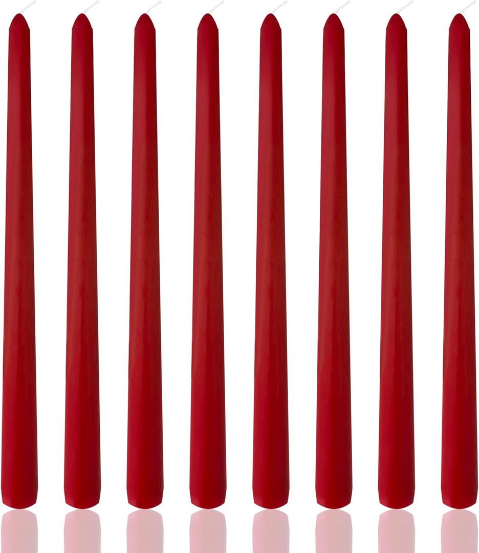 8 Pack 10 Inch Red Taper Candles For Valentine's Day, Home Decor, Dinner Wedding Shower Celebrations, Valentine's and Parties