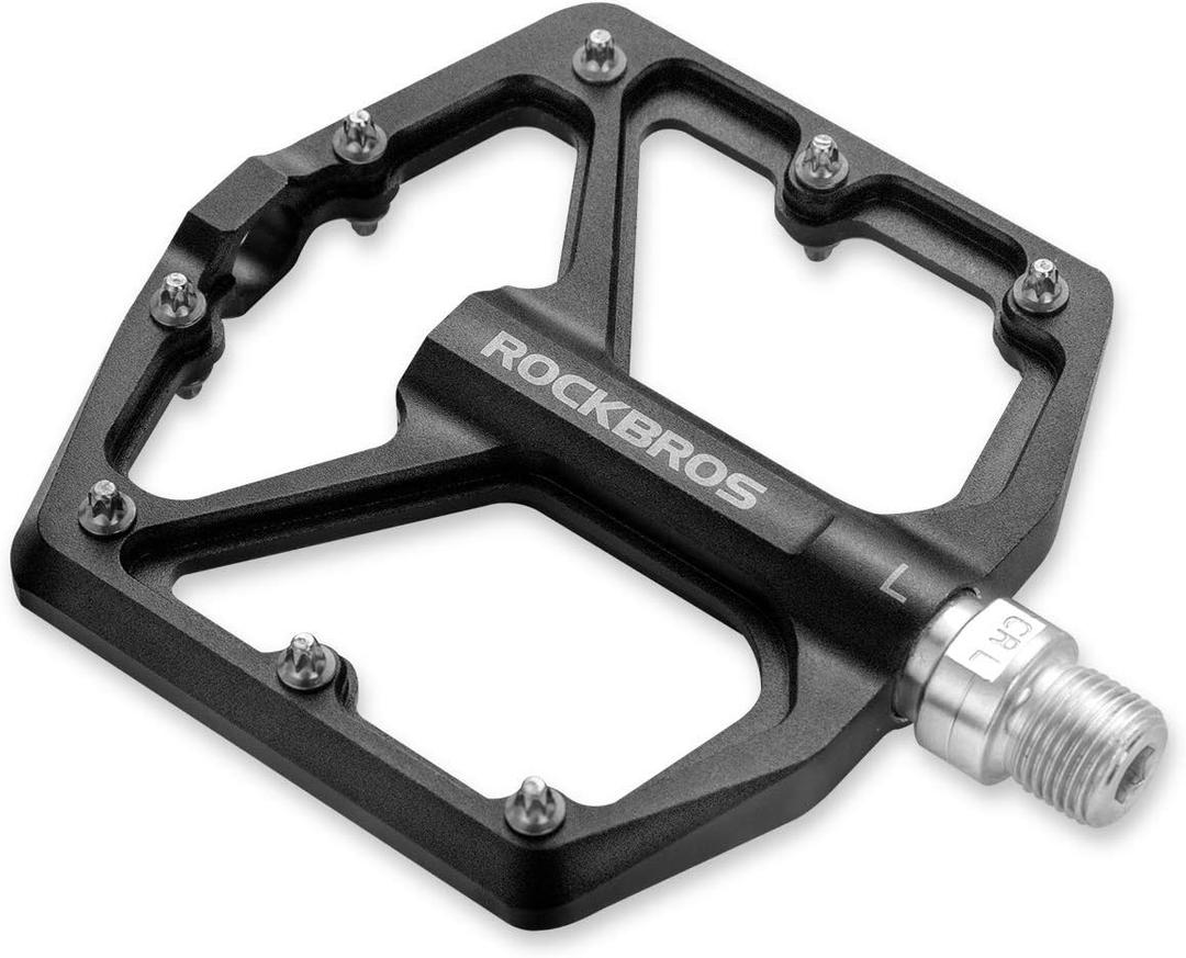 ROCKBROS Mountain Bike Pedals MTB Pedals Bicycle Flat Pedals Aluminum 9/16" Sealed Bearing Lightweight Platform for Road Mountain BMX MTB Bike (Black)