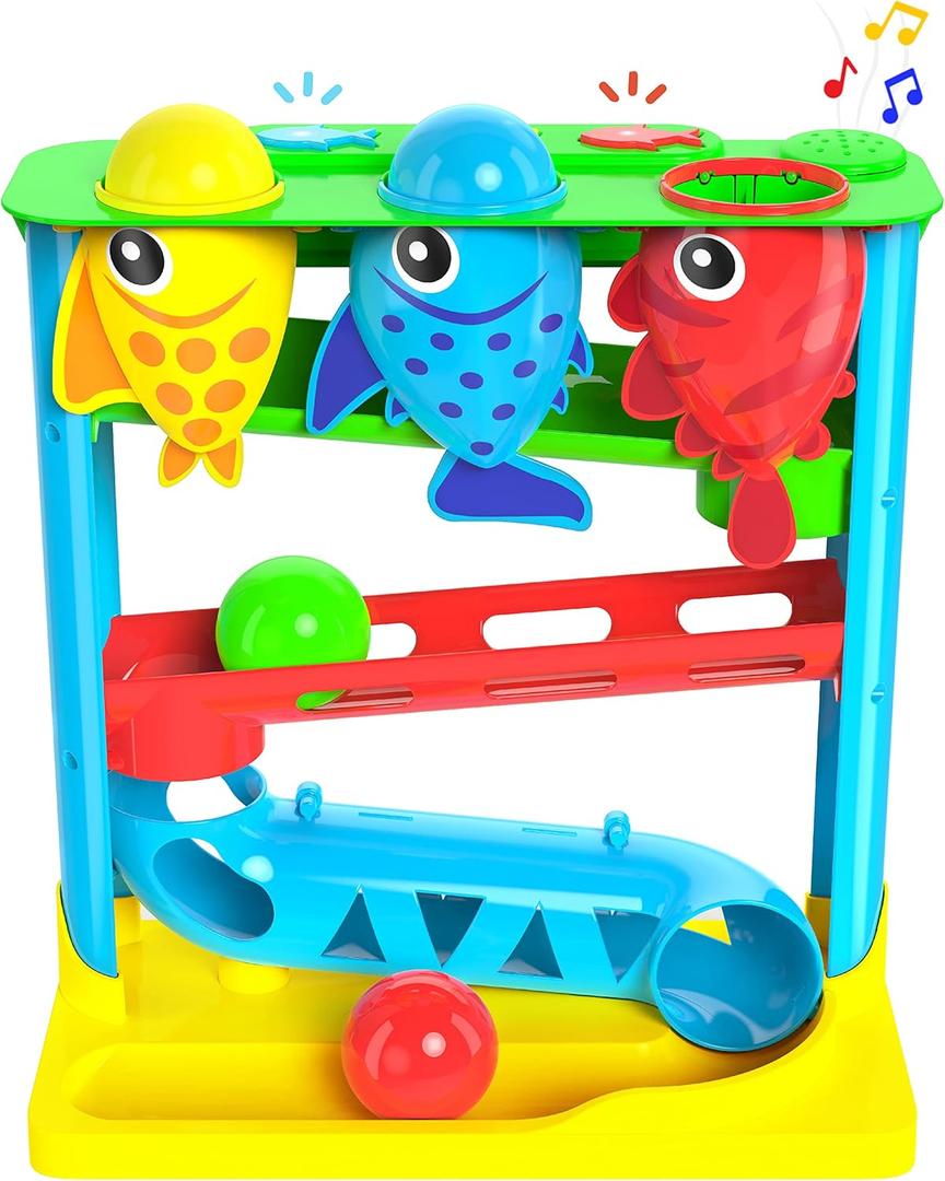 Move2Play, Feed The Fish | Interactive Baby & Toddler Toy | 1, 2+ Year Old Gift & Birthday Present | Boys & Girls Babies Ages 6, 7, 8, 9, 10, 12, 18, 24+ Months Old (Blue/Red)