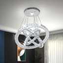 CLAIRDAI Modern Crystal Chandelier LED Chandeliers 3 Ring Pendant Light Adjustable Stainless Steel Ceiling Light Fixture for Dining Room Bedroom Living Room Hallway (6500K Cool White)
