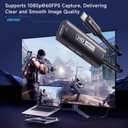 Guermok 4K USB3.0 Video Capture Card with PD 100W, 2K@30FPS or 1080P@60FPS HDMI to USB-A/C Capture Card for Streaming, Works with iPad Quest 3, Mac OS, Switch2/1 PS5/4, Xbox, Camera, Black